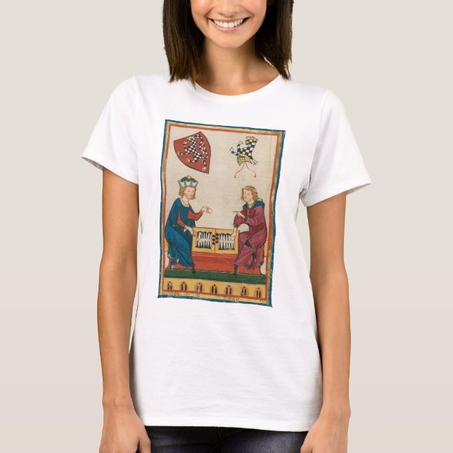 T-shirt Jeu de jacquet, Art médiéval du XIVe siècle (Devant)