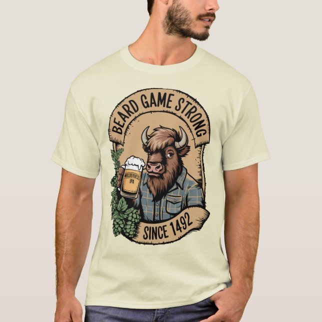 T-shirt Jeu de la barbe forte Wilderness Bison IPA Design (Devant)