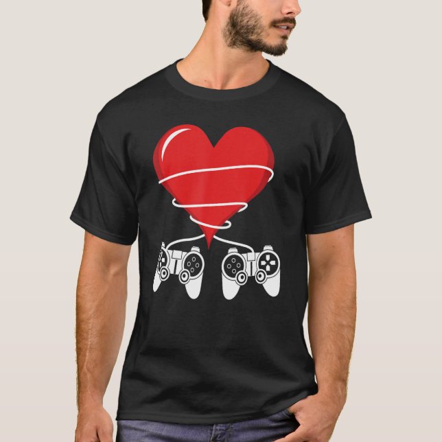 T-shirt Jeu de la Saint Valentin contrôleur de jeu vidéo H (Devant)