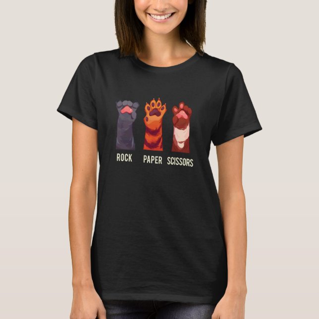 T-shirt Jeu de main Pierre Feuille Ciseaux Patte mignonne  (Devant)