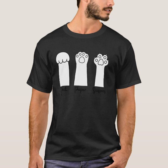 T-shirt Jeu de main Pierre Feuille Ciseaux Patte mignonne  (Devant)