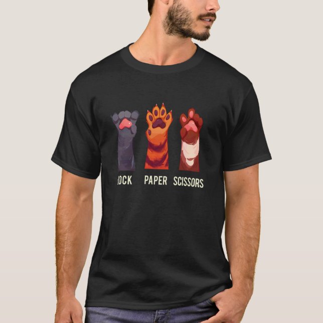 T-shirt Jeu de main Pierre Feuille Ciseaux Patte mignonne  (Devant)