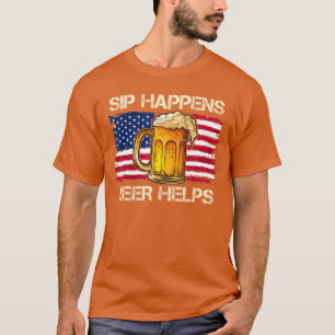 T-shirt jeu de mots drôle sip arrive bière aide à boire vi