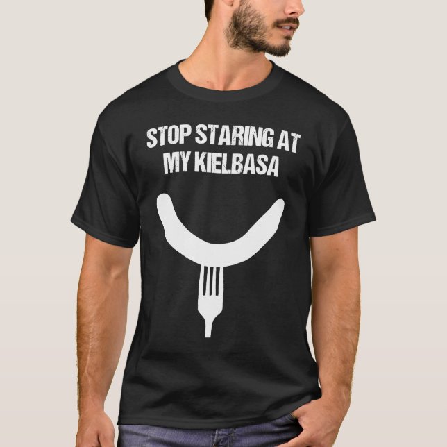 T-shirt Jeu de mots sur la saucisse Kielbasa (Devant)
