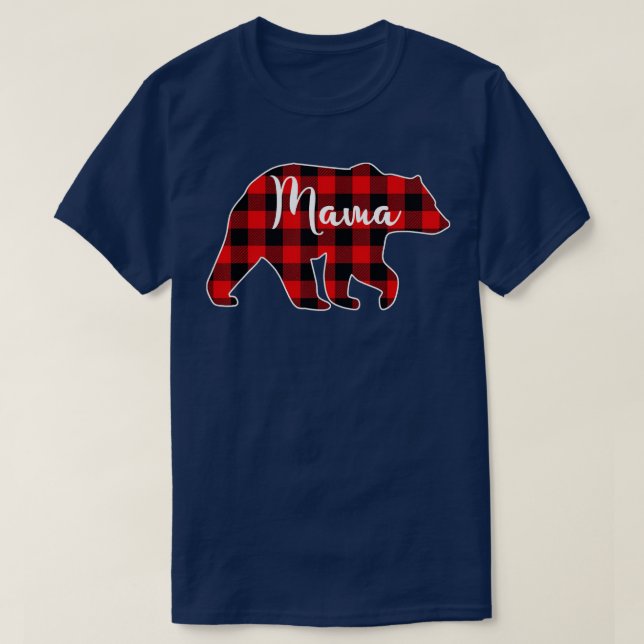 T-shirt Jeu de Noël Correspondant Famille Rouge Plaid Mama (Design devant)