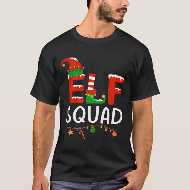 T-shirt Jeu de Noël de famille des elfes (Devant)