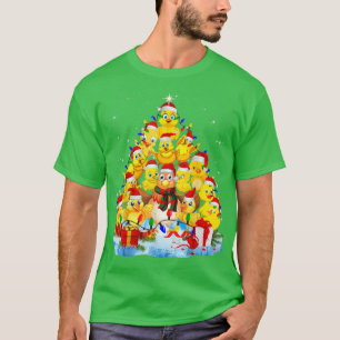 T-shirt Jeu de Noël de poulets Lumières Drôle Noël de poul