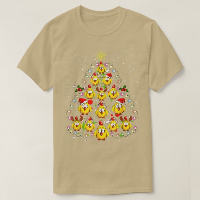 T-shirt Jeu de Noël de poulets Lumières Drôle Noël de poul (Design devant)