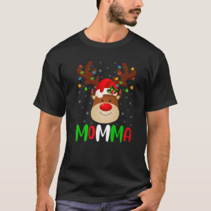 T-shirt Jeu de Noël Éclairage famille jumelée Momma Reinde