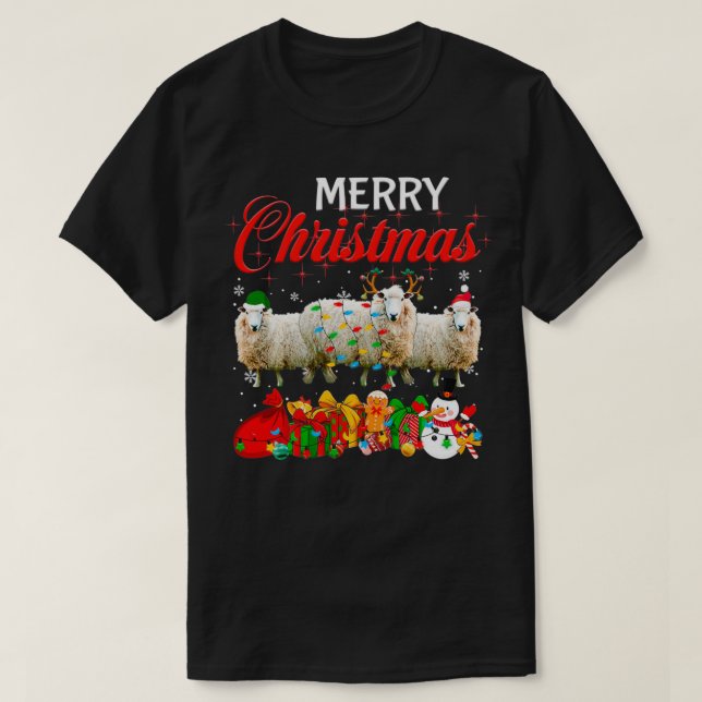 T-shirt Jeu de Noël Joueur des moutons Joueur des sapins J (Design devant)