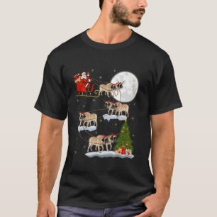 T-shirt Jeu de Noël Lumières amusant Père Noël équitation