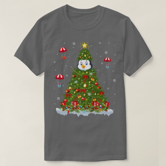 T-shirt Jeu de Noël Lumières Matching Famille Drôle Pengui (Design devant)