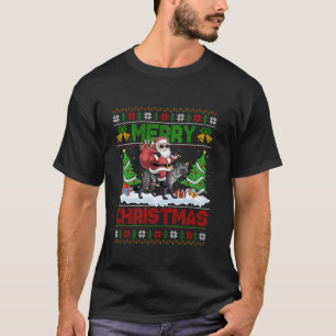 T-shirt Jeu de Noël Lumières Père Noël moche équitation Hy