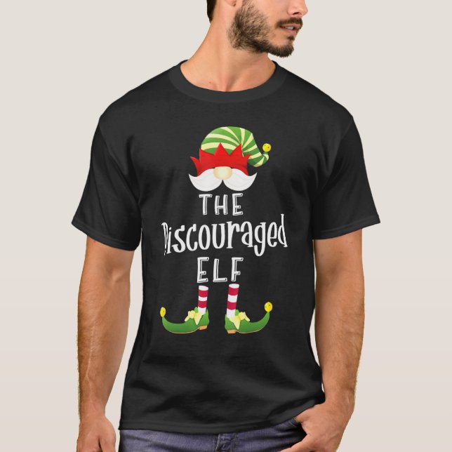 T-shirt Jeu de pyjama de Noël du groupe Elf découragé (Devant)