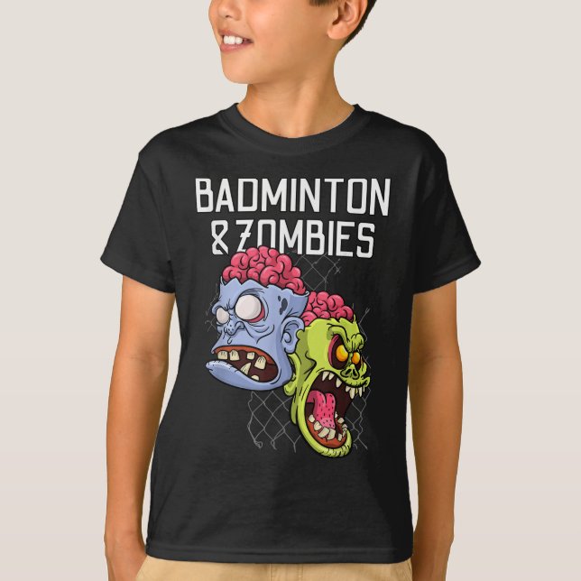 T-shirt Jeu de raquette de badminton drôle de zombies (Devant)