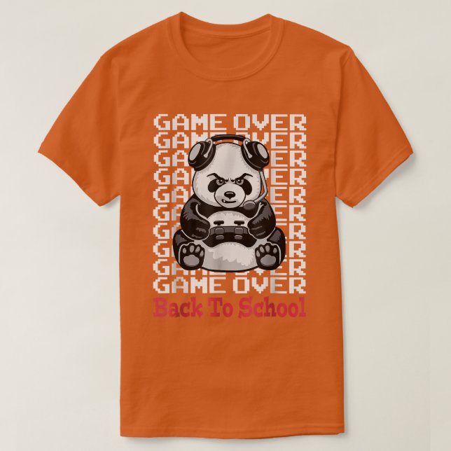 T-shirt Jeu De Retour À L'École Drôle Panda Bear Gamer Co (Design devant)