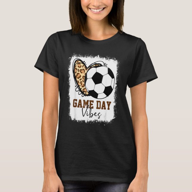 T-shirt Jeu de soccer blanchi Vibes Leopard Soccer Maman (Devant)
