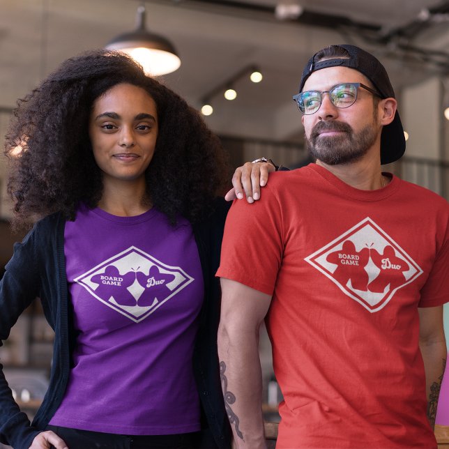 T-shirt Jeu de société Duo Cadre blanc Mens Chemise (Créateur téléchargé)