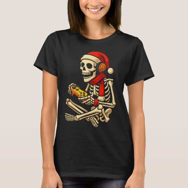 T-shirt Jeu De Squelette De Vacances Avec Chapeau De Père  (Devant)