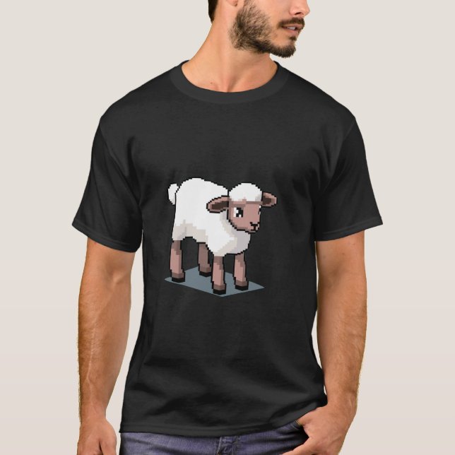 T-shirt Jeu de style rétro 32 bits en pixel art agneau (Devant)