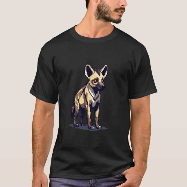 T-shirt Jeu de style rétro 32 bits Hyène en pixel art (Devant)