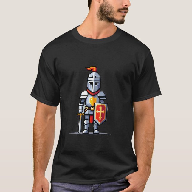 T-shirt Jeu de style rétro 32 bits Pixel Art Chevalier (Devant)