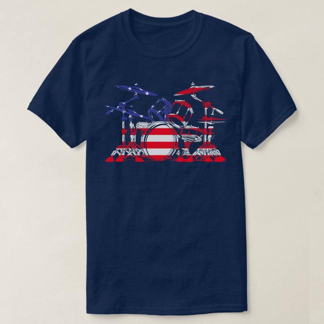 T-shirt Jeu de tambour américain Drapeau patriotique homme (Design devant)
