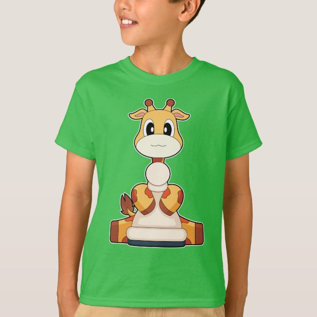 T-shirt Jeu d'échecs de girafe Échecs de pion (Devant)