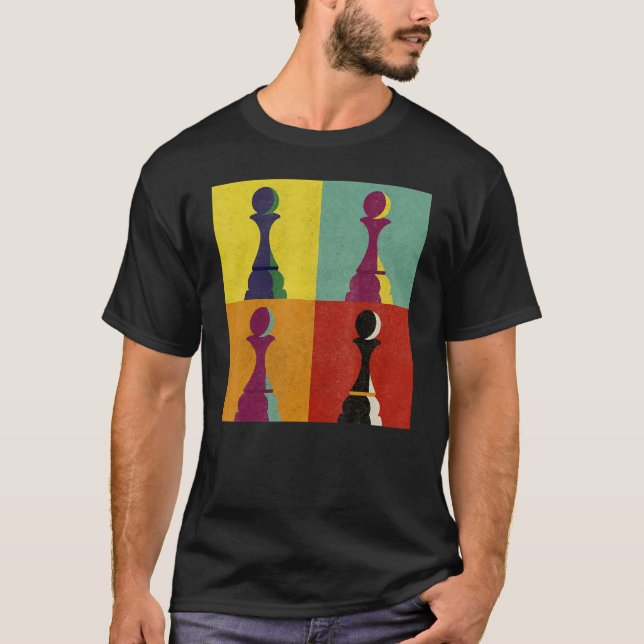 T-shirt Jeu d'échecs Jeu Pièce Pion Checkmate Pop Style (Devant)