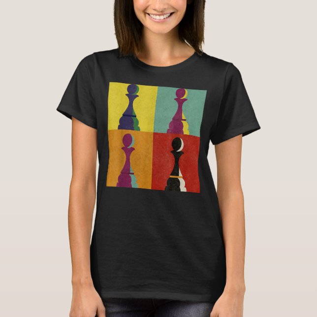 T-shirt Jeu d'échecs Jeu Pièce Pion Checkmate Pop Style (Devant)