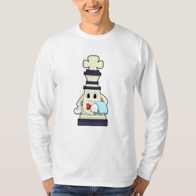 T-shirt Jeu d'échecs King comme serveur avec serviette (Devant)