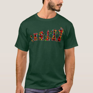 T-shirt Jeu D'Échecs Lover Xmas Lights Buffalo Plaid Chess