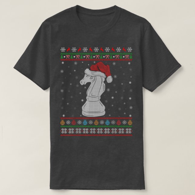 T-shirt Jeu d'échecs Lover Xmas Lumières Père Noël Chess U (Design devant)