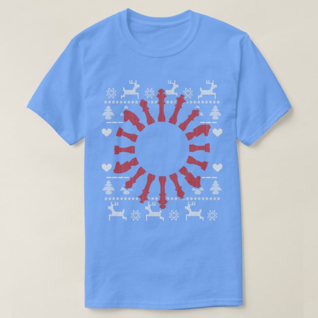 T-shirt Jeu d'échecs Pièces laides Noël 2 (Design devant)