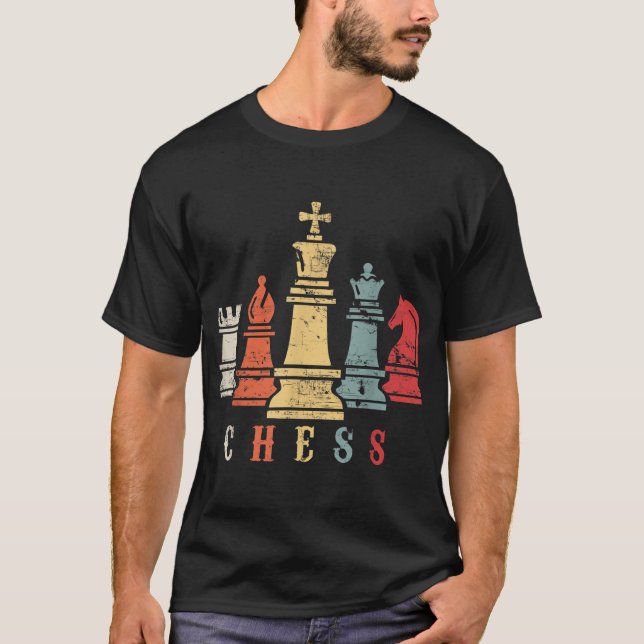 T-shirt Jeu d'échecs Vintage rétrograde Checkmate Cadeau (Devant)