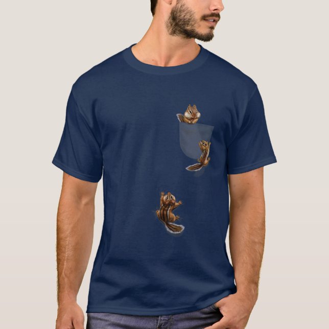 T-shirt , Jeu D'Écureuil, Escalade Dans La Poche, Chipm (Devant)