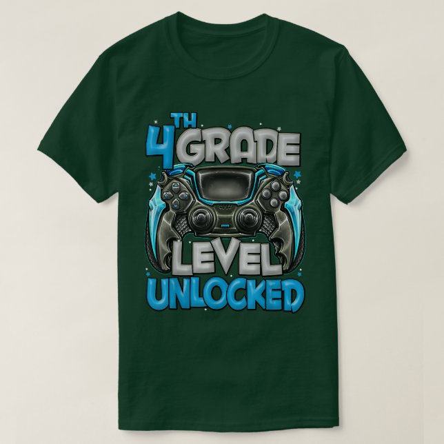 T-shirt Jeu déverrouillé de 4e année en 4e année Retour à (Design devant)