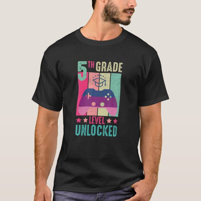 T-shirt Jeu Déverrouillé De 5E Année Gamme Vidéo Rétro (Devant)