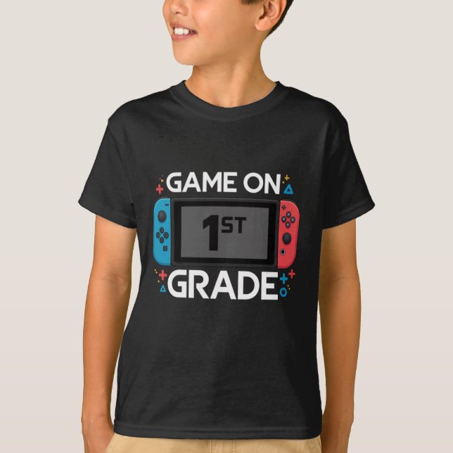 T-shirt Jeu En 1Ère Année Retour À L'École Amusant Gamer (Devant)