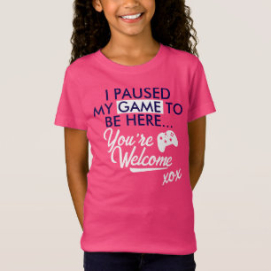 T-Shirt Jeu en pause blanc mignon Slogan Gamer Girl