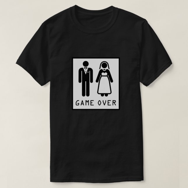 T-shirt Jeu engagé ou marié au-dessus de jeune mariée et (Design devant)