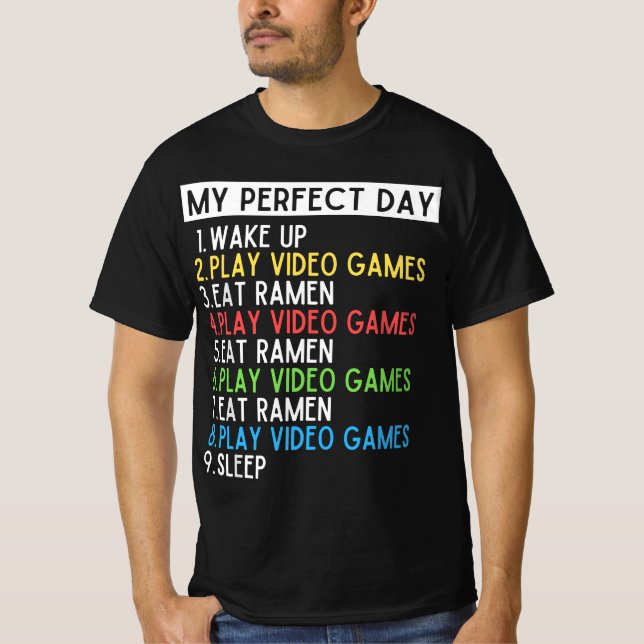 T-shirt Jeu Et Ramen Lover Jeux Vidéo Drôle Mon Perfec (Devant)