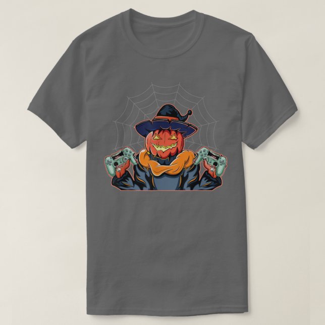 T-shirt Jeu Halloween Skeleton Jack-o'-lantern Gamer Boy (Design devant)