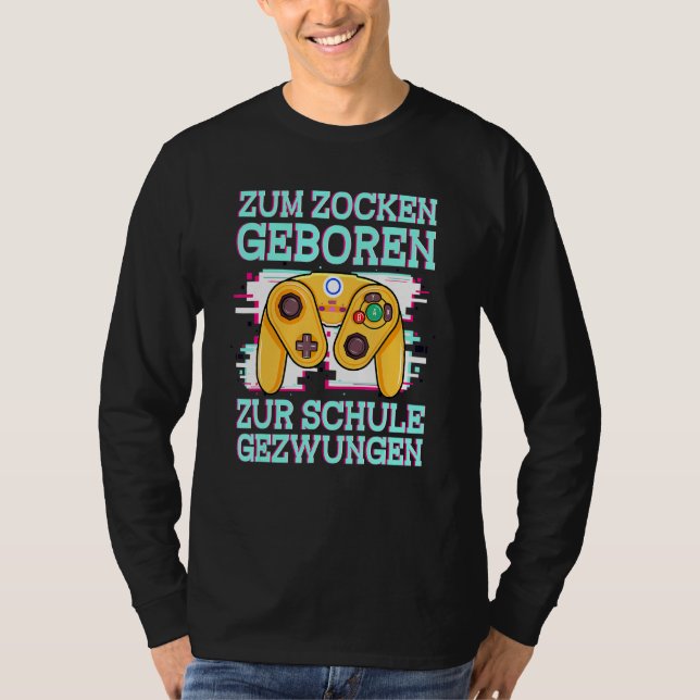 T-shirt Jeu Né À L'École Console Forcée Ps5 Jeu (Devant)