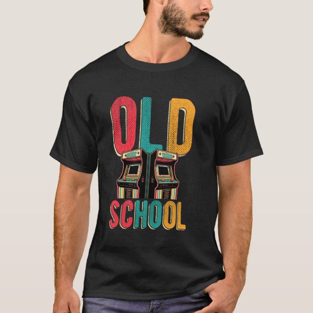 T-shirt Jeu OLD SCHOOL Retro Arcade Jeu Jeu Vidéo (Devant)