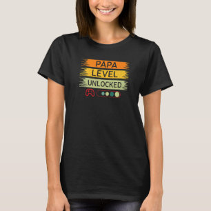 T-shirt Jeu Papa Niveau Déverrouillé Jeux Vidéo Gamme