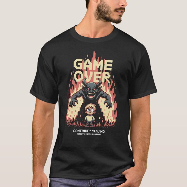 T-shirt Jeu Plus De 8 Bits Glitch Art (Devant)