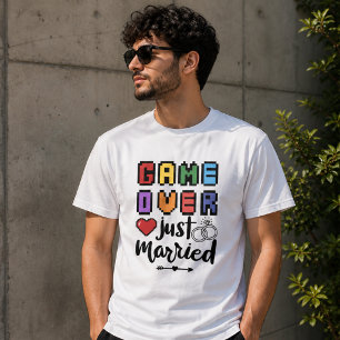 T-shirt Jeu Rétro Pixel Game Over Amour Mariés