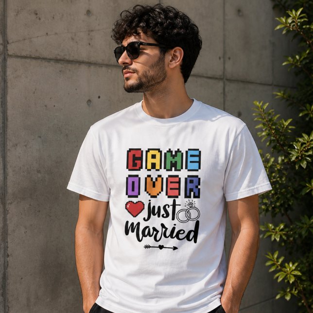T-shirt Jeu Rétro Pixel Game Over Amour Mariés (Créateur téléchargé)