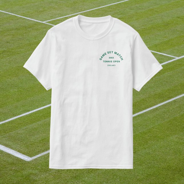 T-shirt Jeu Set Match Green Crest  Tennis Homme Blanc (Créateur téléchargé)
